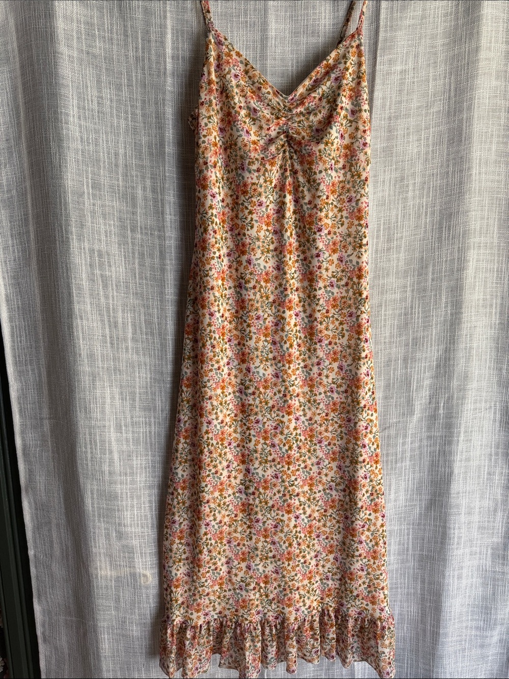 Ultra Flirt Floral Midi Dress in Cream with Pink & Orange Accents